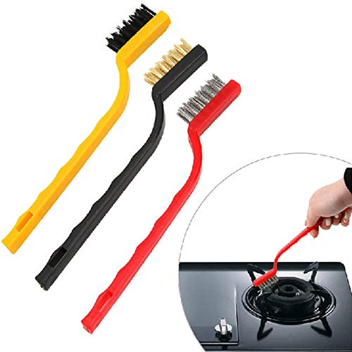 Gas Stove Cleaning Wire Brush Kitchen Tool Metal Fiber Brush – Set of 3 Brush