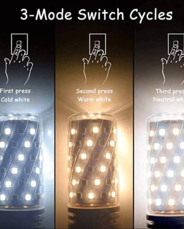 E14 LED Corn Light Lamp Bulb | 3 in 1 light modes Chandelier, Candle LED Light For Home &amp; Decoration - 12W/16W