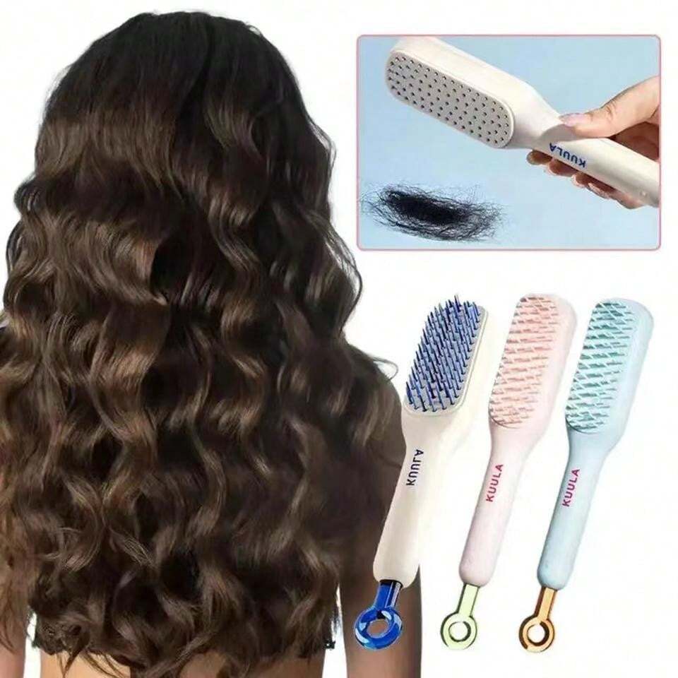 Self cleaning hair comb (random color)