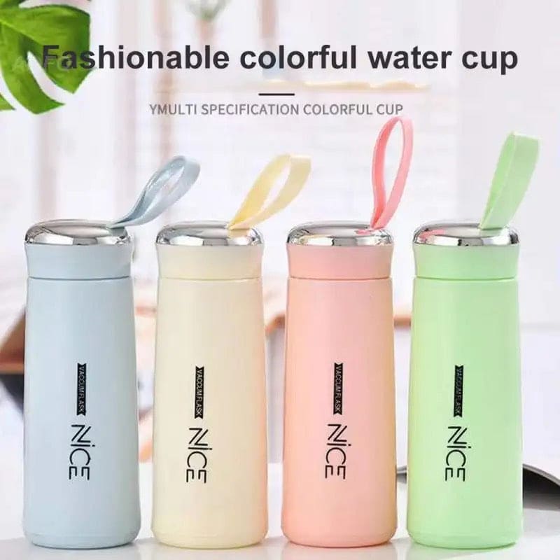 Nice Glass Bottle Water Mini Flask Bottle With Vaccum Flask And Loop Temperature Resistant,400ml (random Colors)