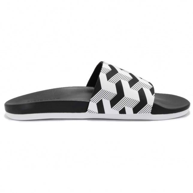 Men Black &amp; White Adilette CF+ Link GR Printed Sliders