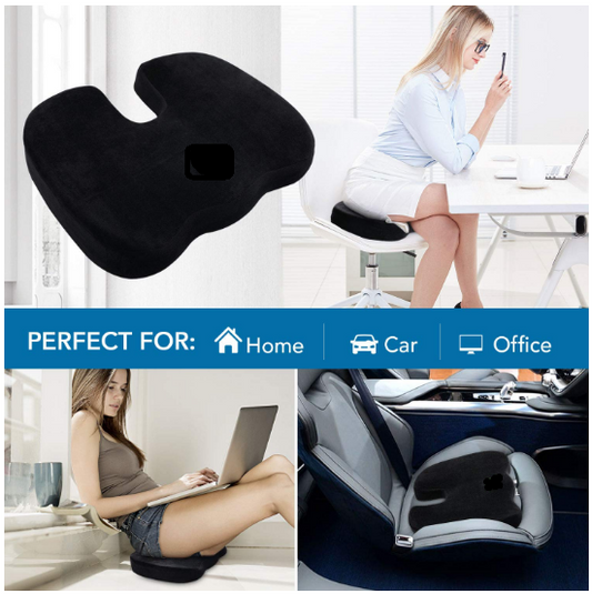 Foam Orthopedic Wedge Car Seat Cushion, Non-Slip Coccyx Pad, Pain Relief - for Car Computer Desk Chairs and Traveling