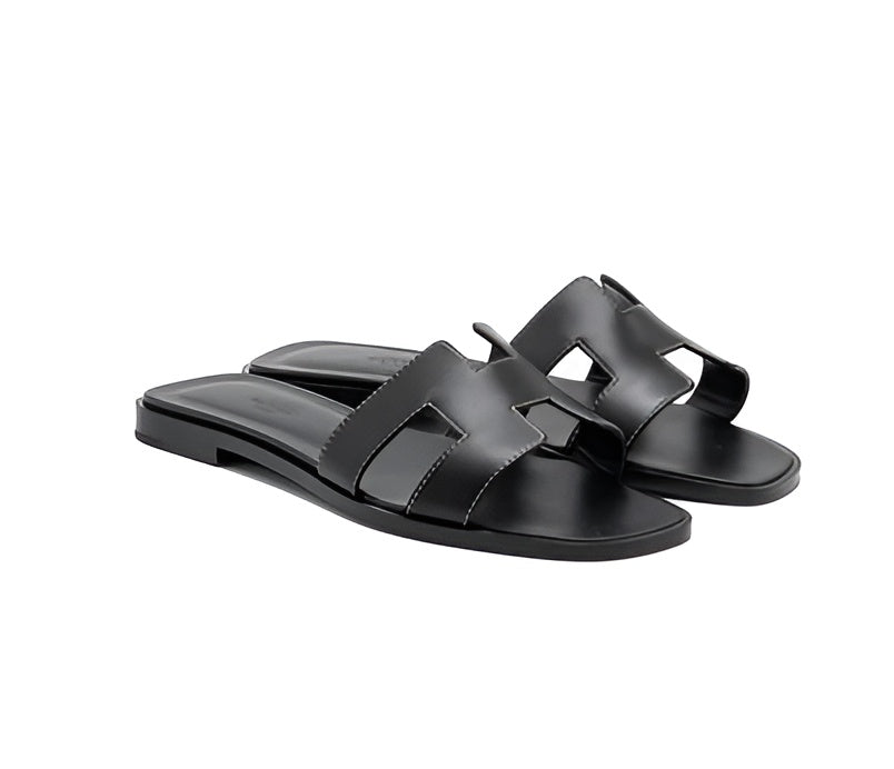 H-style flat Sandal for girls Womens - Black