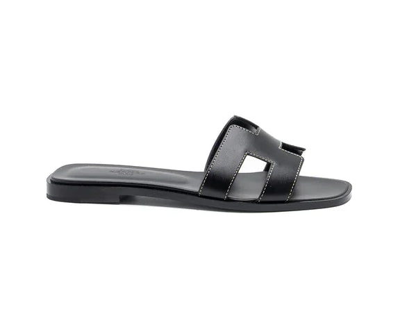 H-style flat Sandal for girls Womens - Black