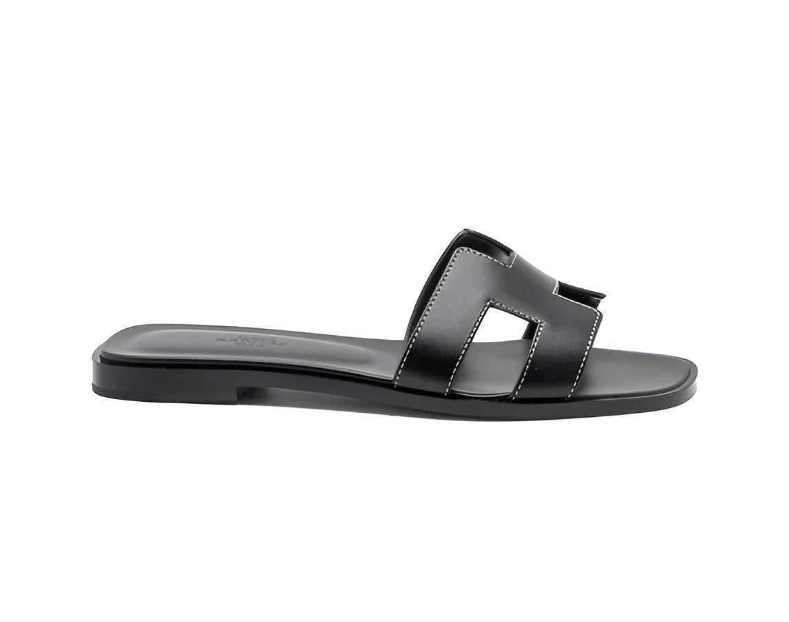 H-style flat Sandal for girls Womens - Black