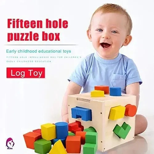 Wooden Hole Shape Intelligence Box Big Shape ,Wood Puzzle Geometric Shape Blocks