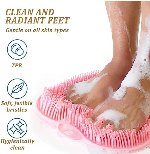 Shower Foot &amp; Back Scrubber Mat, Wall Stick Suction Silicone Bathroom Scrubber (Random color)