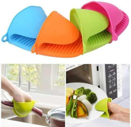 Silicone Heat Resistant Gloves Clips Insulation Non Stick Anti-slip Pot Bowel Holder Clip Cooking Baking Oven Mitts - Pair (Random Color)