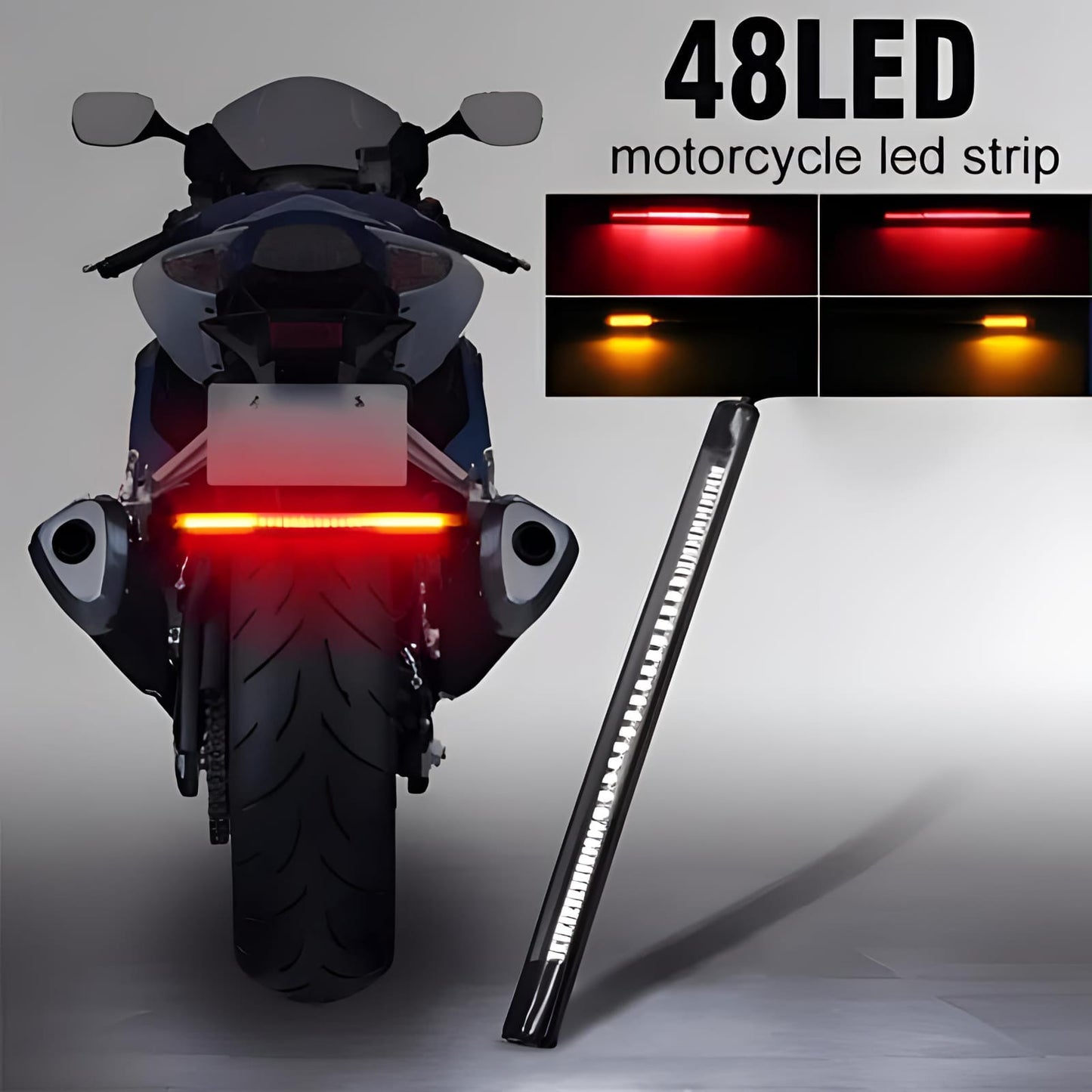 48 led back light strip with led indicators for cafe racer bikes and all bikes