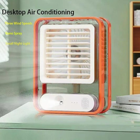 Portable Desktop Air Conditioner USB Mini Air Cooler Fan Water Cooling Fan with 3 Speed Spray Humidifier Purifier for Car Home Rechargeable