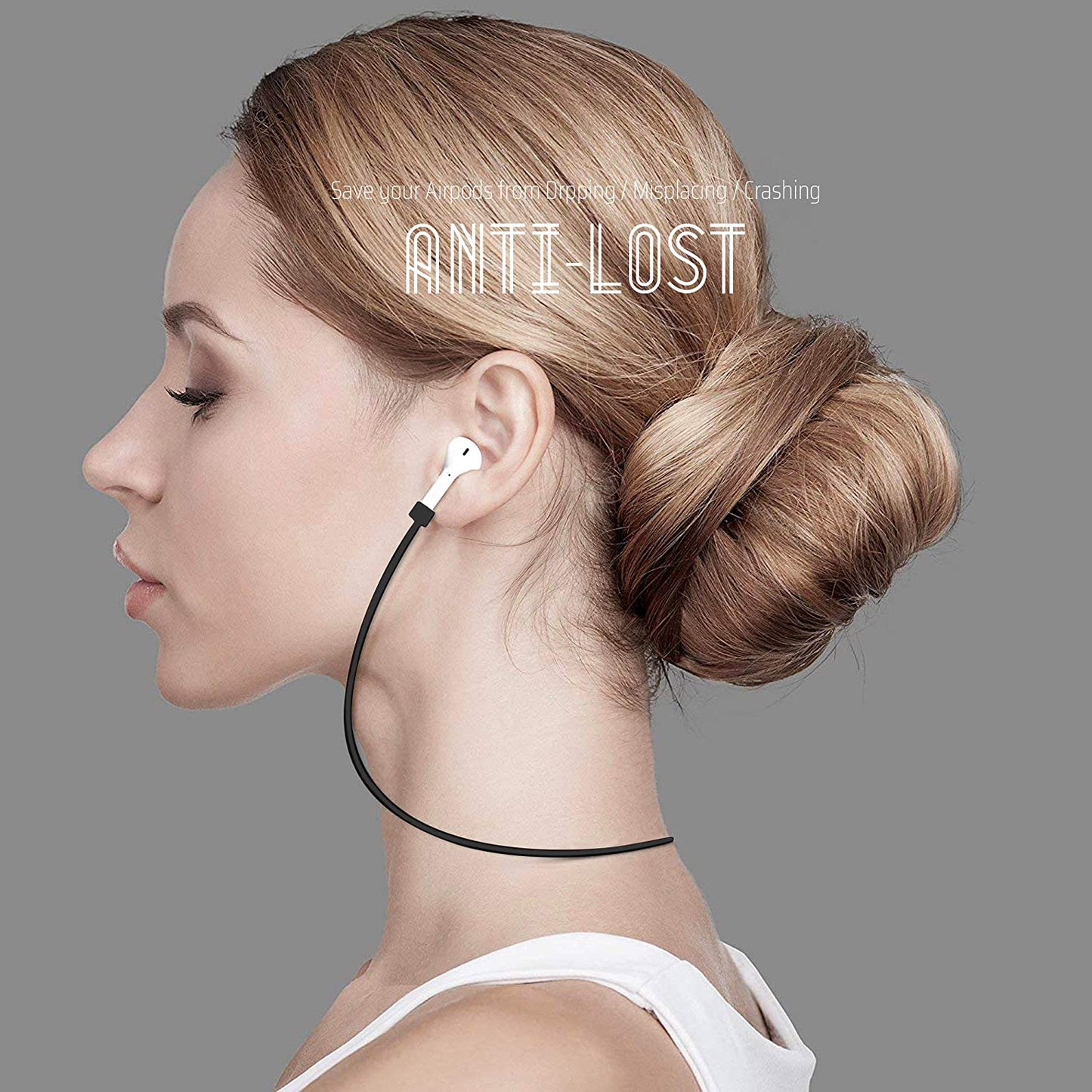 Anti Lost Silicone Earphone Rope Holder Cable For AirPods Strap Wireless Bluetooth Headphone Neck Strap Cord String 55CM