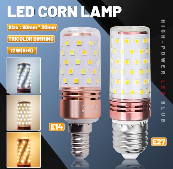 E14 LED Corn Light Lamp Bulb | 3 in 1 light modes Chandelier, Candle LED Light For Home &amp; Decoration - 12W/16W