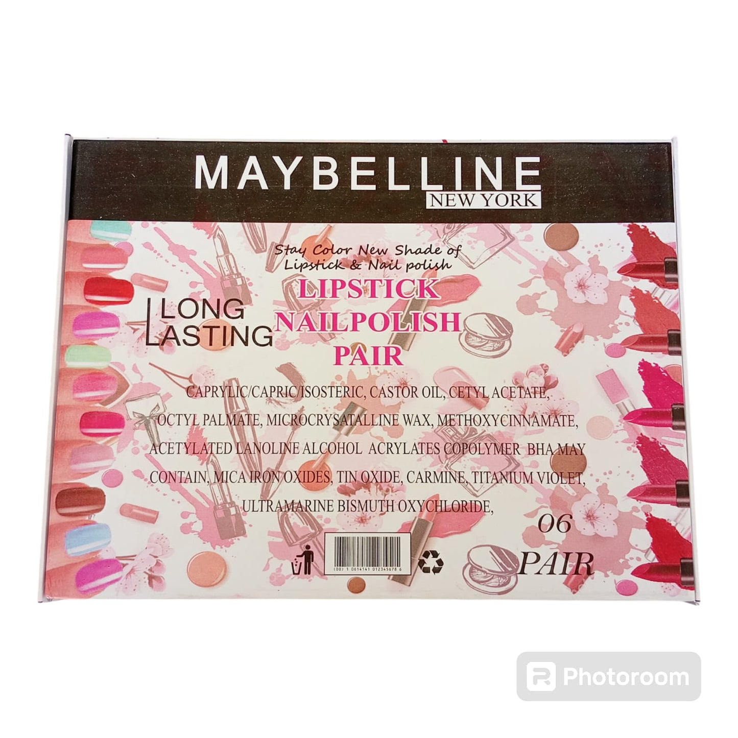 MAYBELLINE NEW YORK  Pair of  6 Matching Lipstick &amp; Nail Polish Box