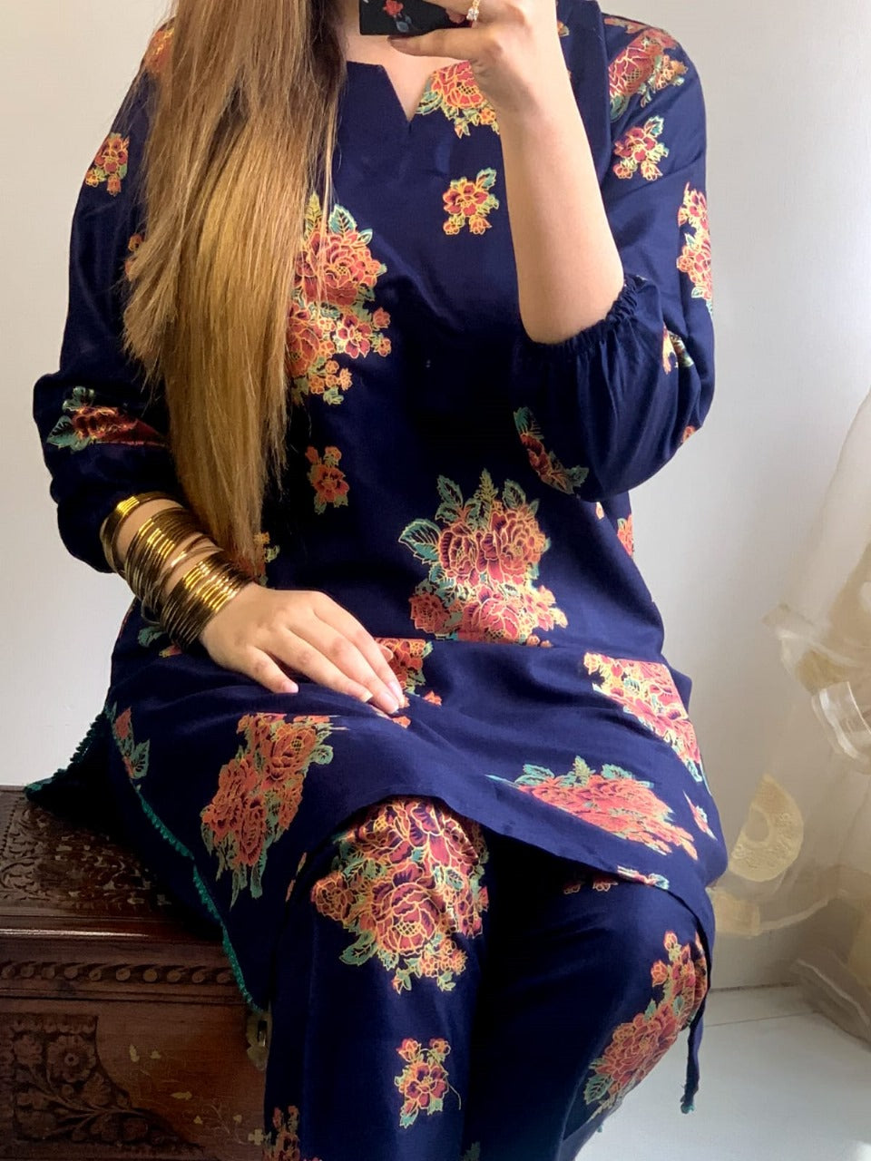 New Gulab 2 Pcs Linen Dress | Rose Print shirt and trouser for girls &amp; Women