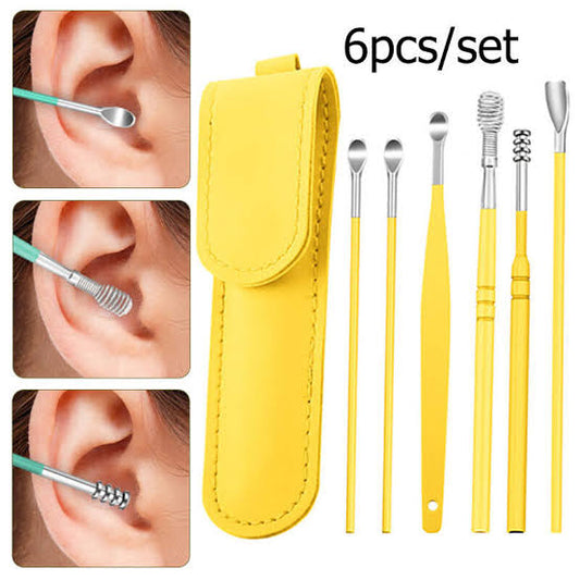 Ear Wax Cleaning Kit, 6 Pcs Ear Pick Tools, Wax Removal Kit, Ear Cleaning Tool Set, Spring Earwax Cleaner Tool Ear Wax Remover(random color)