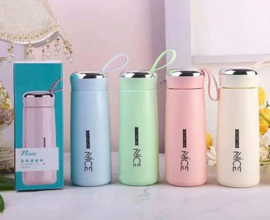 Nice Glass Bottle Water Mini Flask Bottle With Vaccum Flask And Loop Temperature Resistant, 400ml (random Colors)