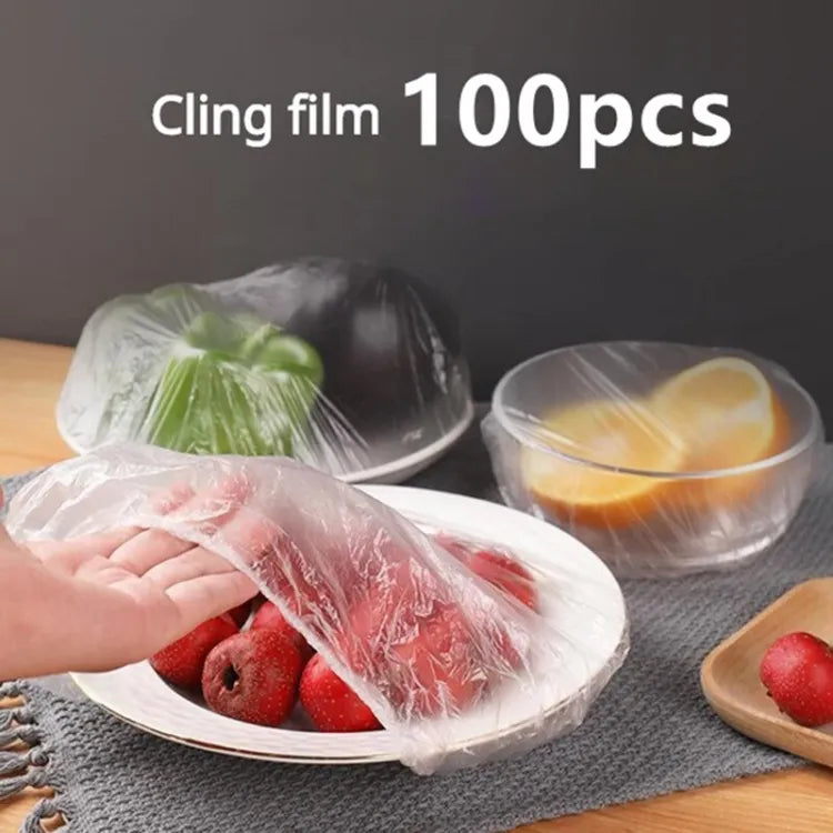 100pc Disposable Cling Film Cover Household Refrigerator Food Fruit Preservation Cover Dust-proof Plastic Fresh-keeping Cover