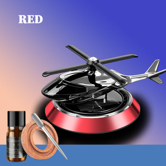 RED Color Car Aroma Diffuser Air Freshener Solar Power Car Dashboard Helicopter With Refill Perfume